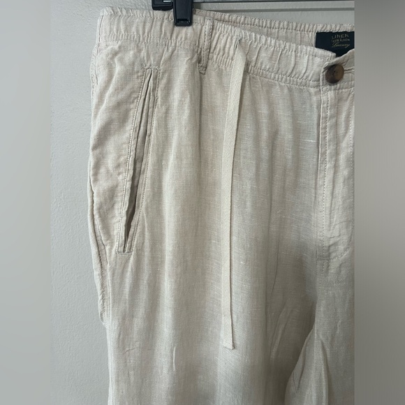 Club Room Luxury 100% Linen Pants Men’s XL Ivory Elastic Waist Drawstring 38x30 - Picture 3 of 10